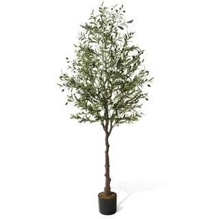 Fencer Wire 6 ft. Green Artificial Olive Tree, Faux Plant in Pot for Indoor Home Office Modern Decor | The Home Depot