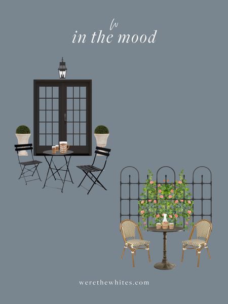 In the mood: outdoor bistro sets! I love both of these bistro pairings, one is more English cottage inspired and one more French cafe bistro, but both would look so pretty styled on a front or back patio for early morning coffee and dining el fresco! 

#LTKHome #LTKStyleTip