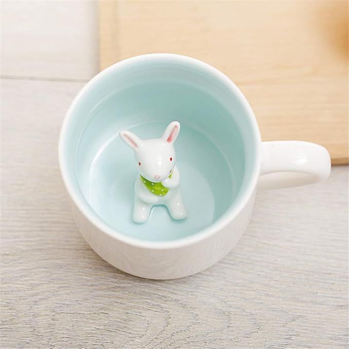 Surprise 3D Coffee Mug Animal Inside 12 oz with Rabbit,Cute Cartoon Handmade Ceramics Cup,Christm... | Amazon (US)