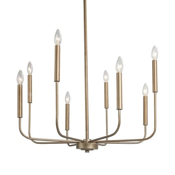 Mid-century Modern Gold 8-Light French Candle Chandelier - D27"xH36" - Goldtone | Bed Bath & Beyond