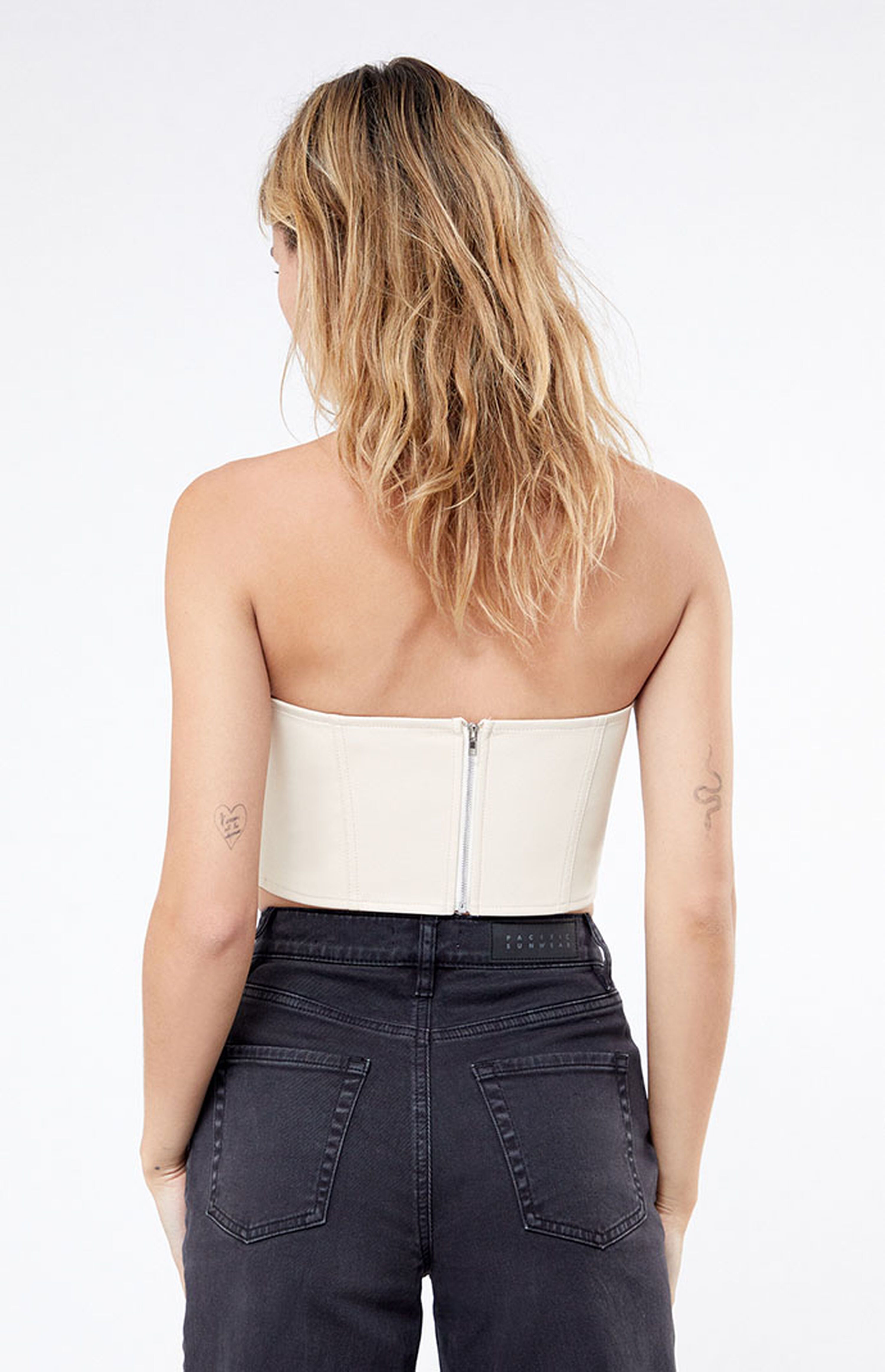 Kendall & Kylie Strapless Faux Leather Corset Top | PacSun