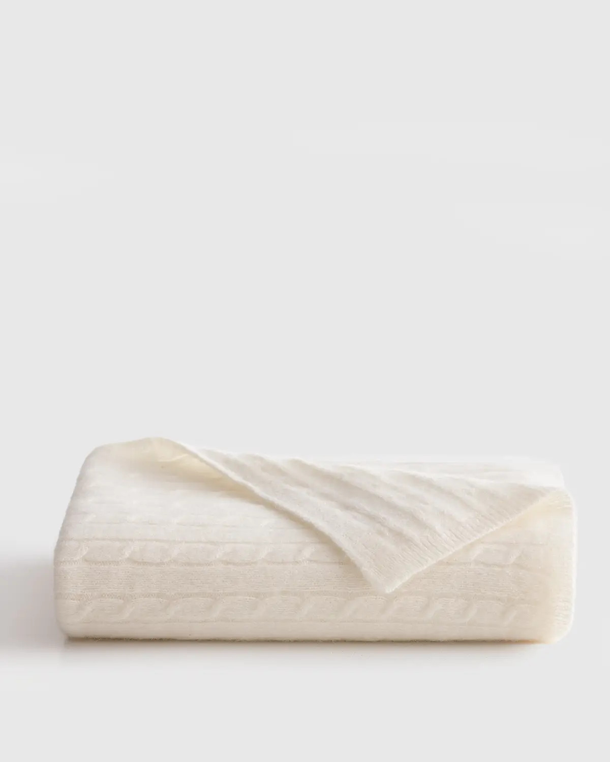 Mongolian Cashmere Cable Knit Baby Blanket in Ivory | Quince