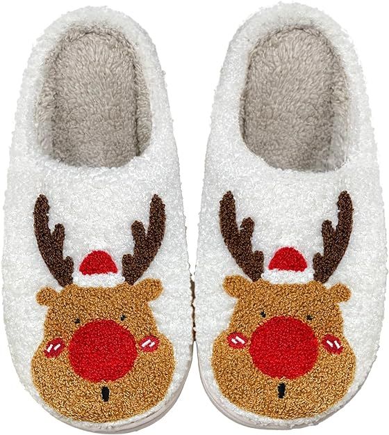 Christmas Slippers Reindeer Slippers for Women and Men Elk Animal Holiday Slipper Cute Xmas Moose... | Amazon (US)