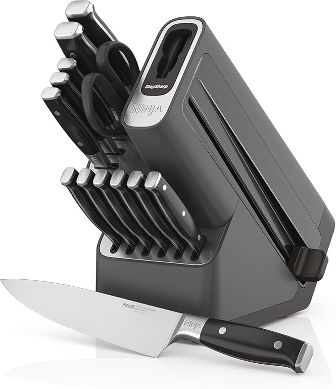 Ninja Foodi StaySharp Knife Block with Integrated Sharpener Deluxe 14-Piece Set K32014EUUK, Black | Amazon (UK)