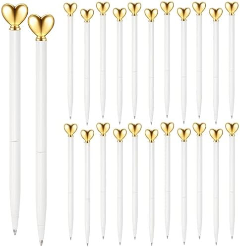 Thenshop 24 Pcs Heart Shaped Pens Retractable Metal Cute Pens 1.0 mm Black Ink Ballpoint Decorati... | Amazon (US)