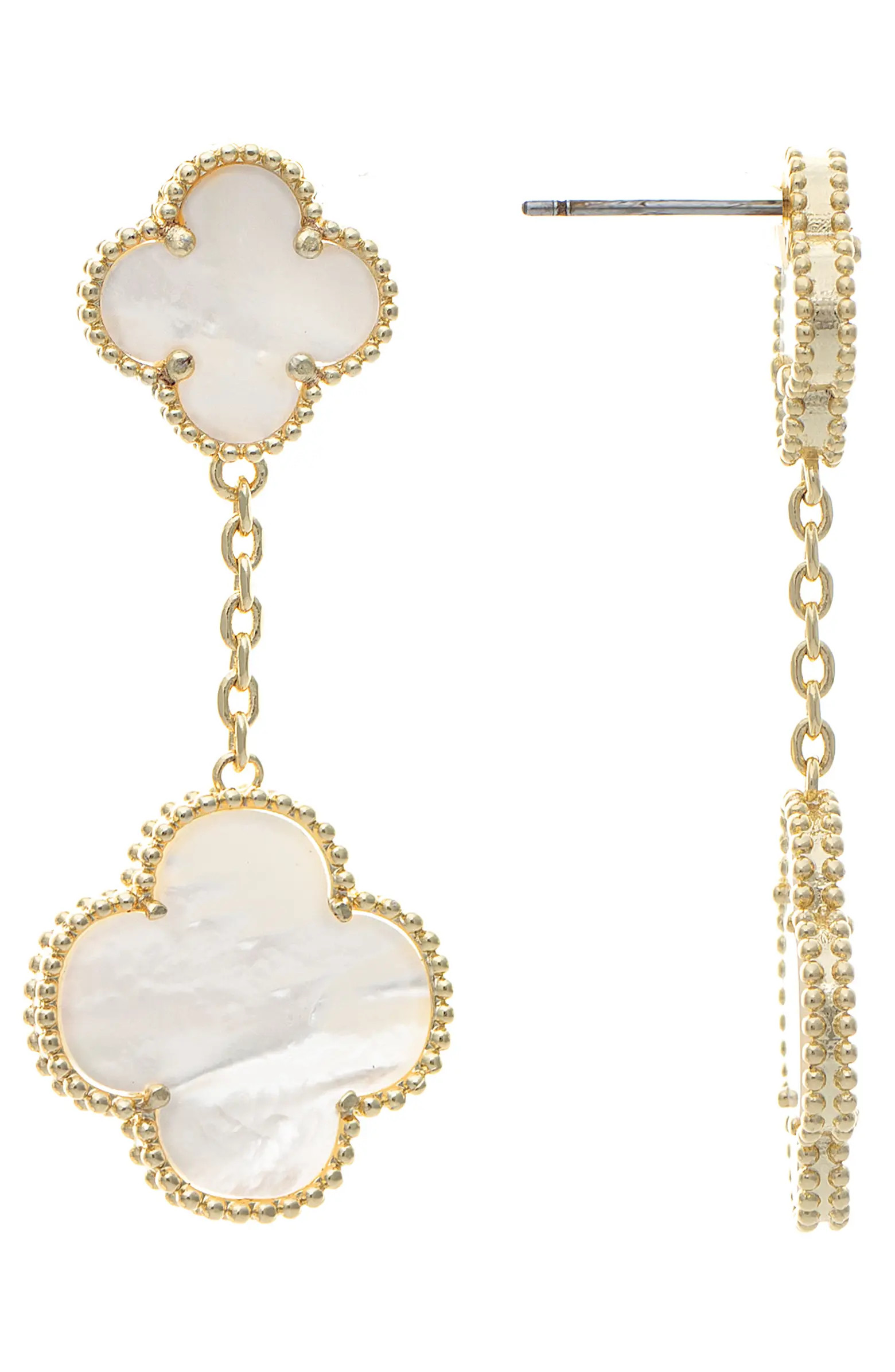 RIVKA FRIEDMAN 18K Gold Clad Double Clover Drop Earrings | Nordstromrack | Nordstrom Rack