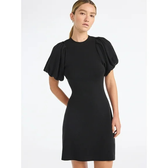 Scoop Women's and Women's Plus Sweater Dress with Puff Sleeves, Sizes XS-4X - Walmart.com | Walmart (US)