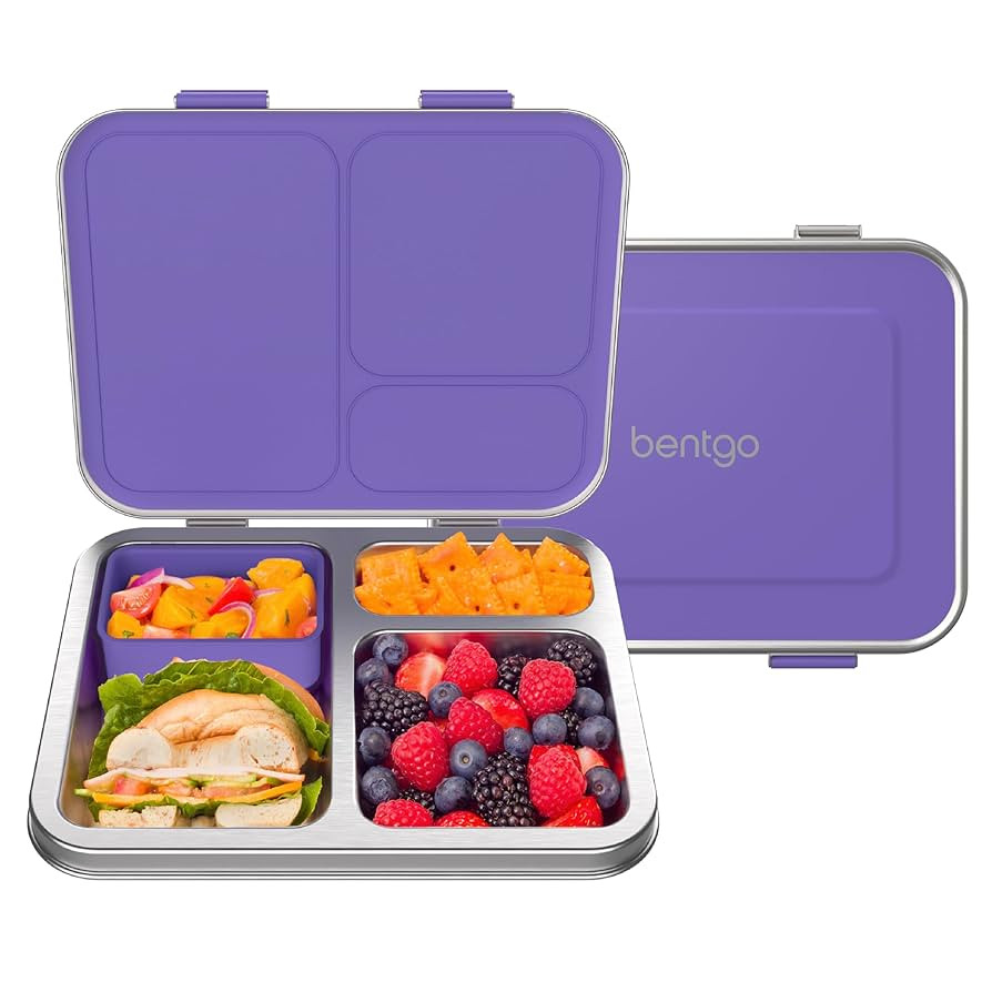 Bentgo Kids Stainless Steel Leak-Resistant Lunch Box - 3-Compartments with Bonus Silicone Contain... | Amazon (US)