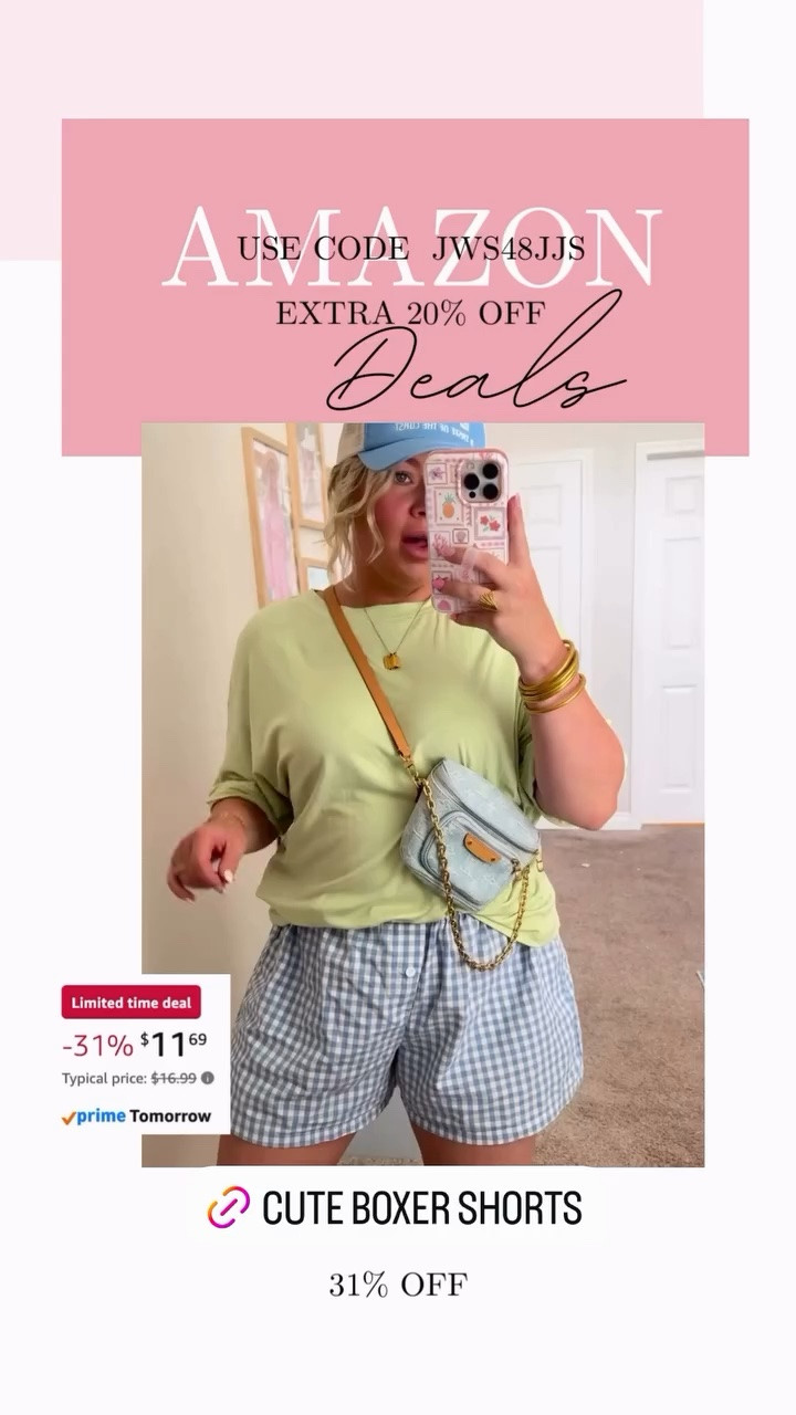 Gingham or striped boxer shorts on sale! Easy comfy to build a summer outfit! ￼

#LTKSeasonal #LTKMidsize #LTKSaleAlert