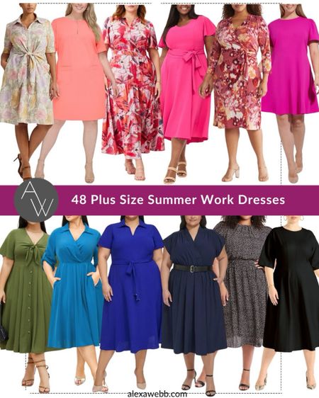 Plus Size Summer Work Dresses with Sleeves - A curated collection of 48 plus size dresses with short sleeves for work this hot summer. Alexa Webb #plussize

#LTKstyletip #LTKover40 #LTKplussize