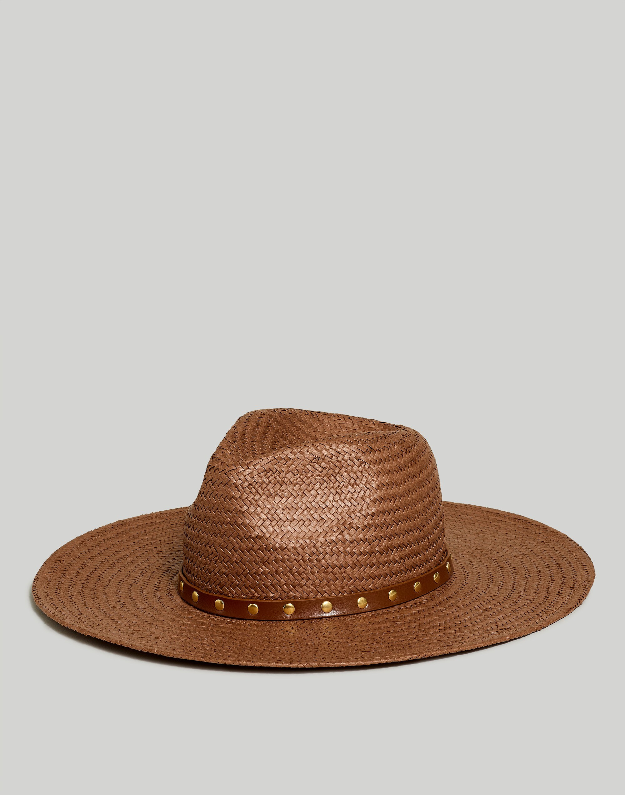 Wide-Brim Straw Fedora Hat: Studded Edition | Madewell