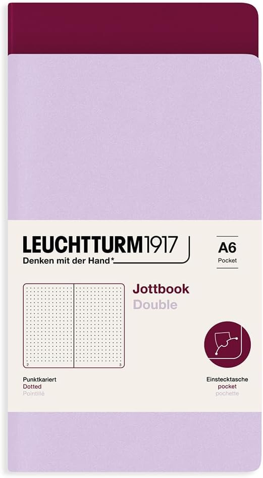 LEUCHTTURM1917 368190 Jottbook (A6), 59 nummerierte Seiten, Dotted, Lilac und Port Red, im Doppel... | Amazon (DE)