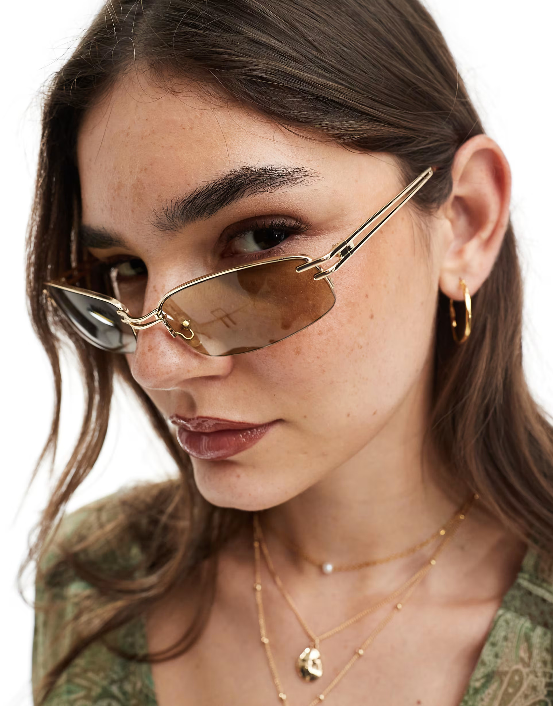 AIRE helix narrow metal sunglasses in brown | ASOS (Global)
