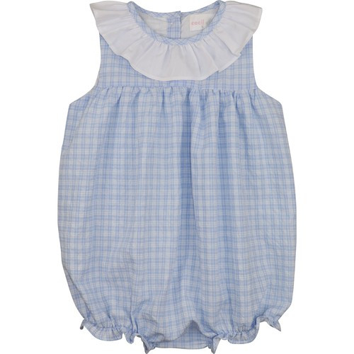 Blue Plaid Ruffle Bubble | Cecil and Lou