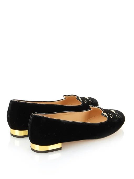 http://www.matchesfashion.com/intl/products/Charlotte-Olympia-Kitty-velvet-flats-136886 | Matches (APAC)