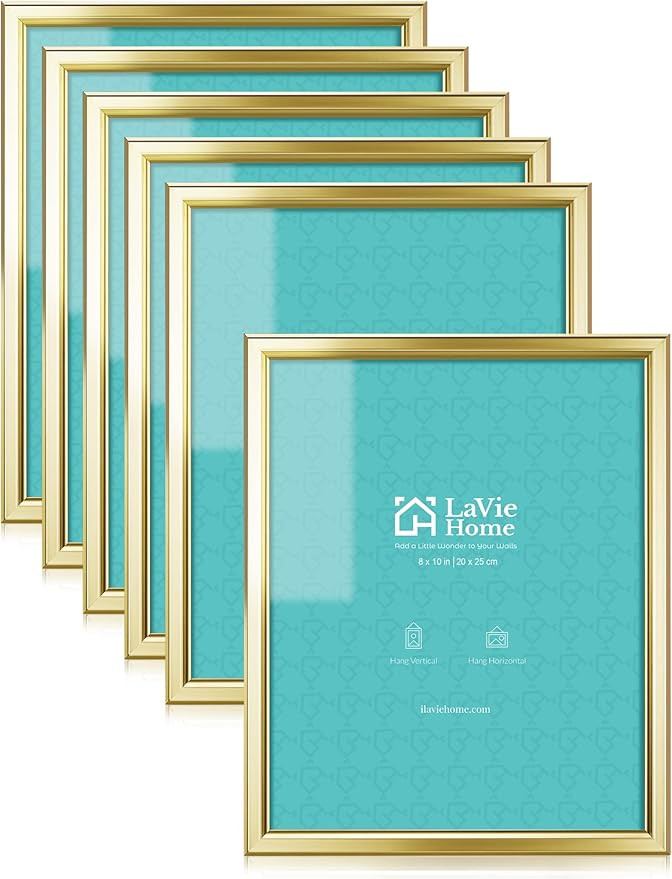 LaVie Home 8x10 Picture Frames (6 Pack, Gold) Simple Designed Photo Frame with High Definition Gl... | Amazon (US)