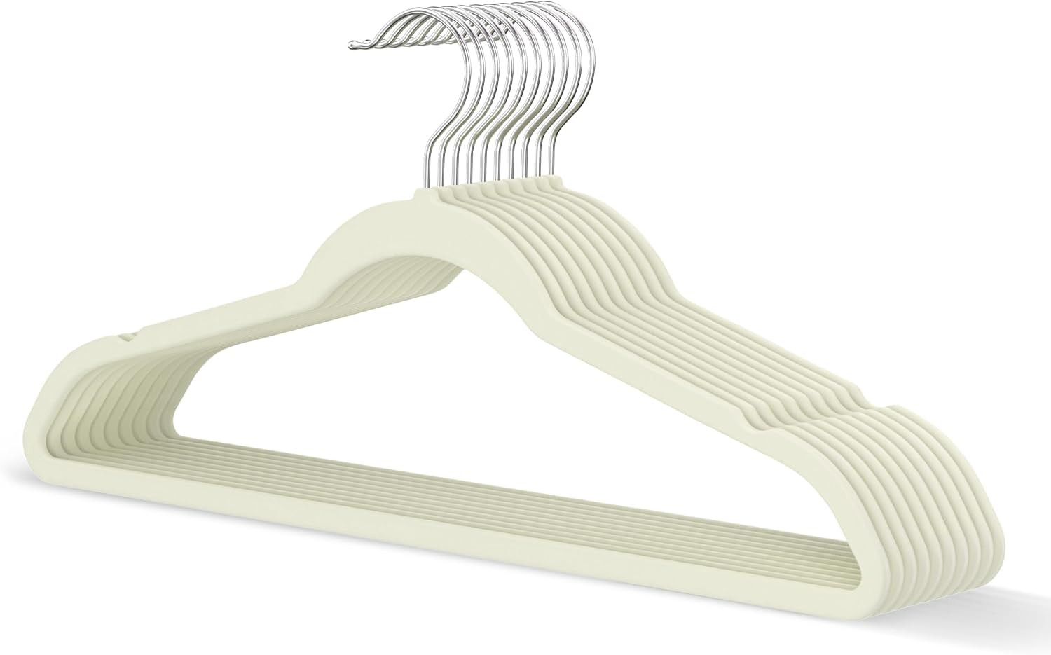 Ivory Velvet Hangers 20 Pack, Slim Space Saving Suit Hangers for Closet Organizer, Rotating Silver Hook, Non Slip Clothes Felt Hanger Heavy Duty for Coat,Shirt, Pants, Camisole, Dress | Amazon (US)