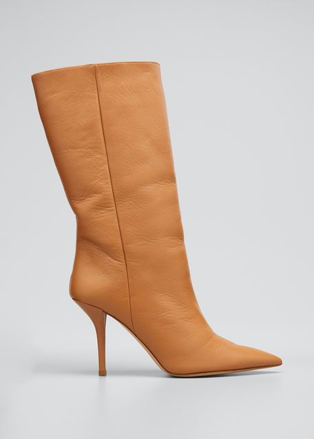 GIA x Pernille 85mm Pointed Leather Mid-Heel Boots | Bergdorf Goodman