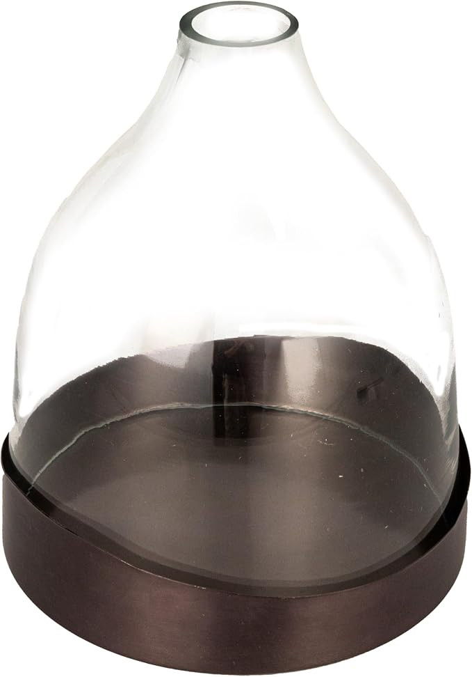 Creative Co-Op Sophisticated Glass Cloche with Metal Tray, Clear and Black Nickel | Amazon (US)