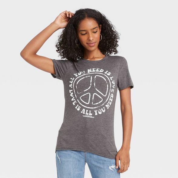 Women's The Beatles All You Need is Love Short Sleeve Graphic T-Shirt - Heather Gray | Target