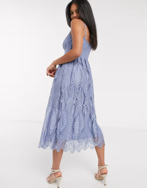 Vila midi cami dress in blue lace | ASOS (Global)