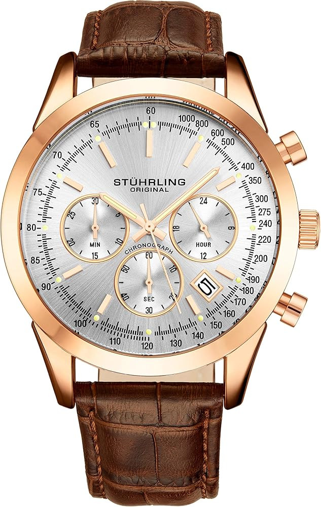 Stuhrling Original Mens Dress Watch Chronograph Analog Watch Dial with Date - Tachymeter 24-Hour ... | Amazon (US)