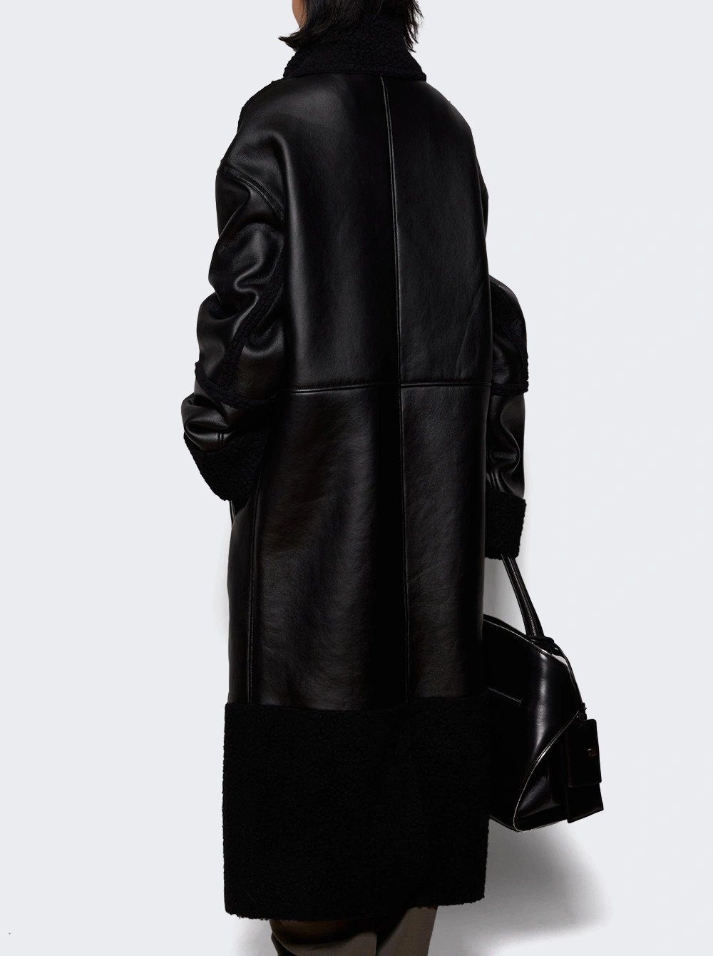 Long Shearling Coat Black | The Webster