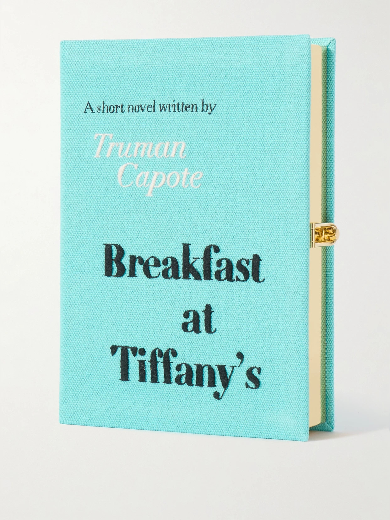 Olympia Le-Tan - Breakfast At Tiffany's Embroidered Appliquéd Canvas Clutch - Blue | NET-A-PORTER (US)