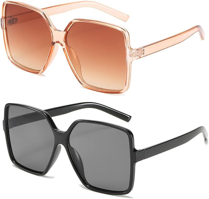 GRFISIA Square Oversized Sunglasses for Women Men Flat Top Fashion Shades | Amazon (US)
