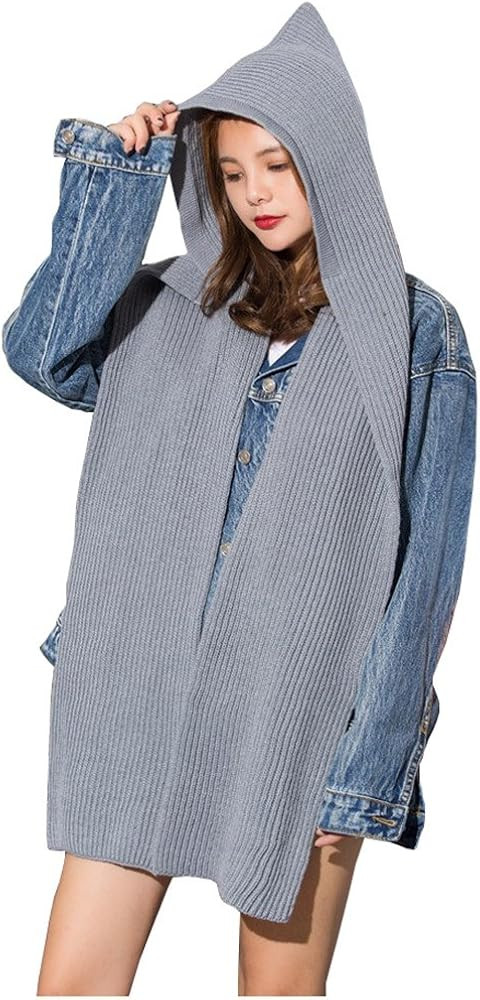 Women Winter 3 in 1 Hooded Hat Scarf Wrap Shawl Crochet Knit Pullover Neckwarmer | Amazon (US)