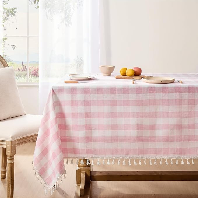 Softalker Checkered Tablecloth Rectangle, Heavy Weight Linen Cotton Gingham Outdoor Table Cloth w... | Amazon (US)