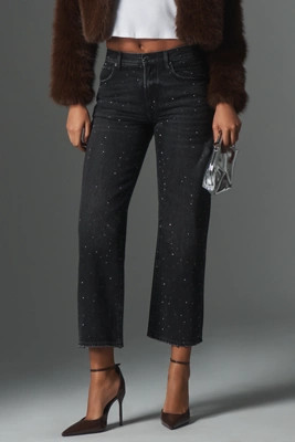 Pistola Lexi Embellished Mid-Rise Bowed Straight-Leg Jeans | Anthropologie (US)