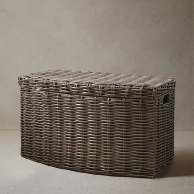 Joseph Rectangular Curve Resin Woven Wicker Trunk With Handles | Wayfair North America