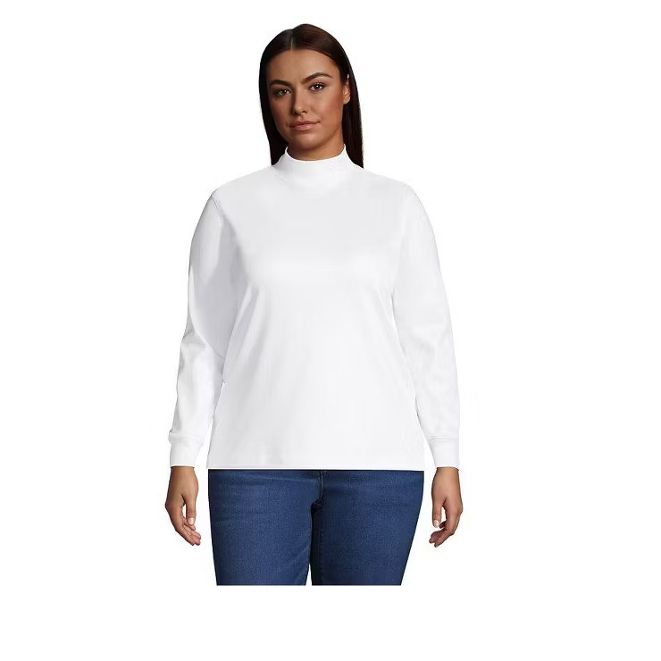Lands' End Women's Long Sleeve Supima Mock Turtleneck | Target