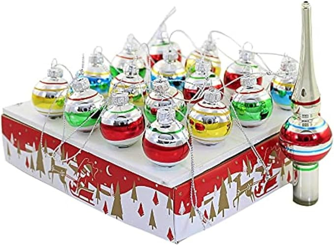 Kurt Adler GG1401 Miniature Ornaments And Treetop, Set Of 16 | Amazon (US)