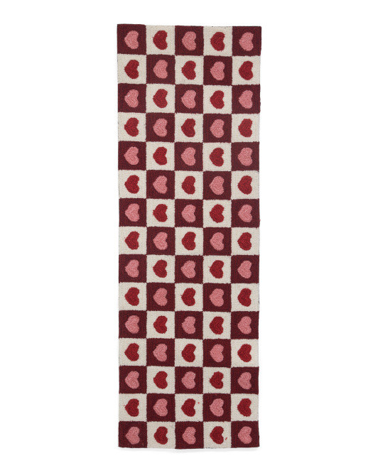 20x60 Checkered Hearts Hooked Runner | TJ Maxx