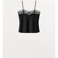 Zara - Satin Strappy Top With Lace Trim - Black - Xl - Woman | Zara UK