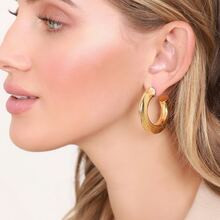 1pair Thick Medium Open Hoop Earrings | SHEIN