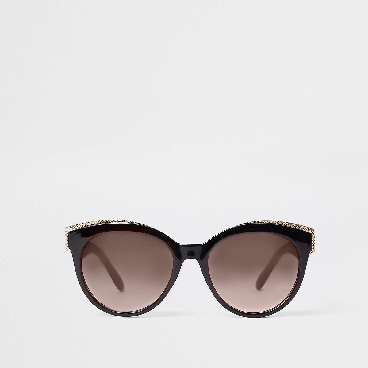 Black gold tone trim cat eye sunglasses | River Island (UK & IE)