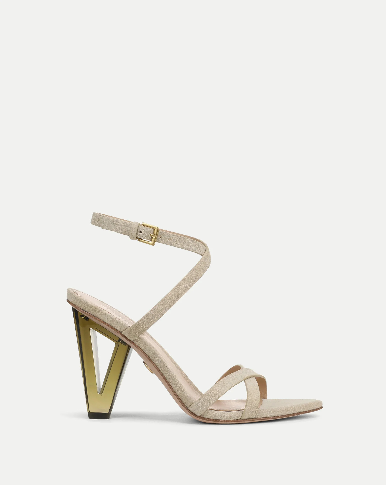 Lanaya Suede Ankle-Wrap Sandal in Stone Khaki | Veronica Beard | Veronica Beard