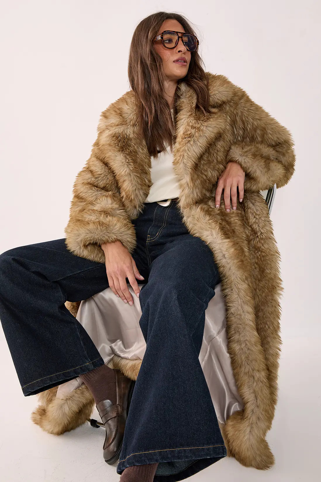 Faux Fur Collared Longline Coat | Nasty Gal US
