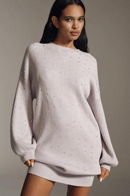 En Saison Arabella Long-Sleeve Embellished Sweater Dress | Anthropologie (US)