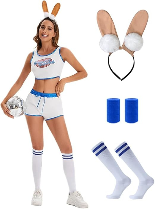 Women Sports Bunny Costume Space Movie Rabbit Basketball Cheerleading Outfit for Halloween Cospla... | Amazon (CA)