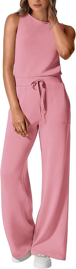 PRETTYGARDEN Womens Jumpsuits Summer Casual One Piece Outfits Sleeveless Wide Leg Long Pants Romp... | Amazon (US)