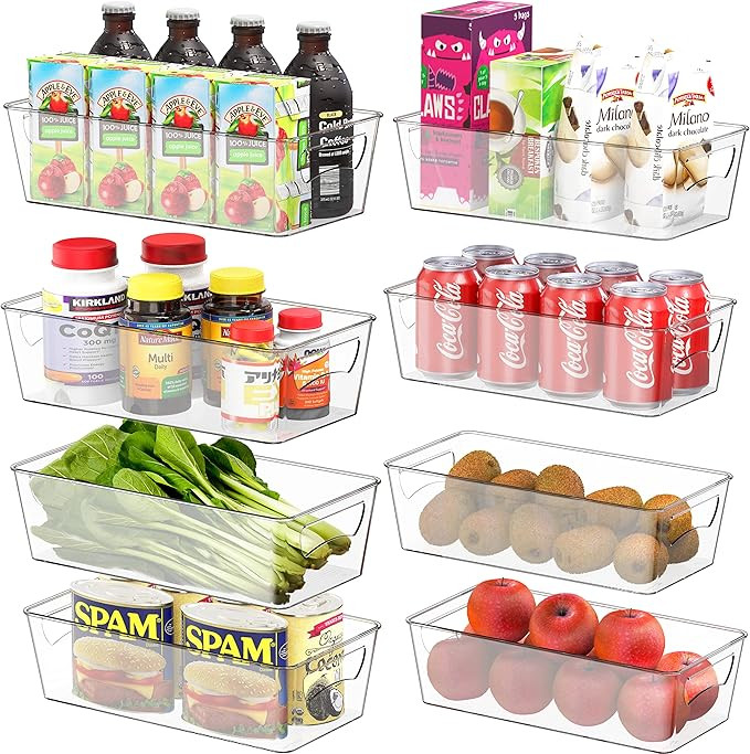 SimpleHouseware Freezer Organizer Storage Bins, Clear, Set of 8 | Amazon (US)