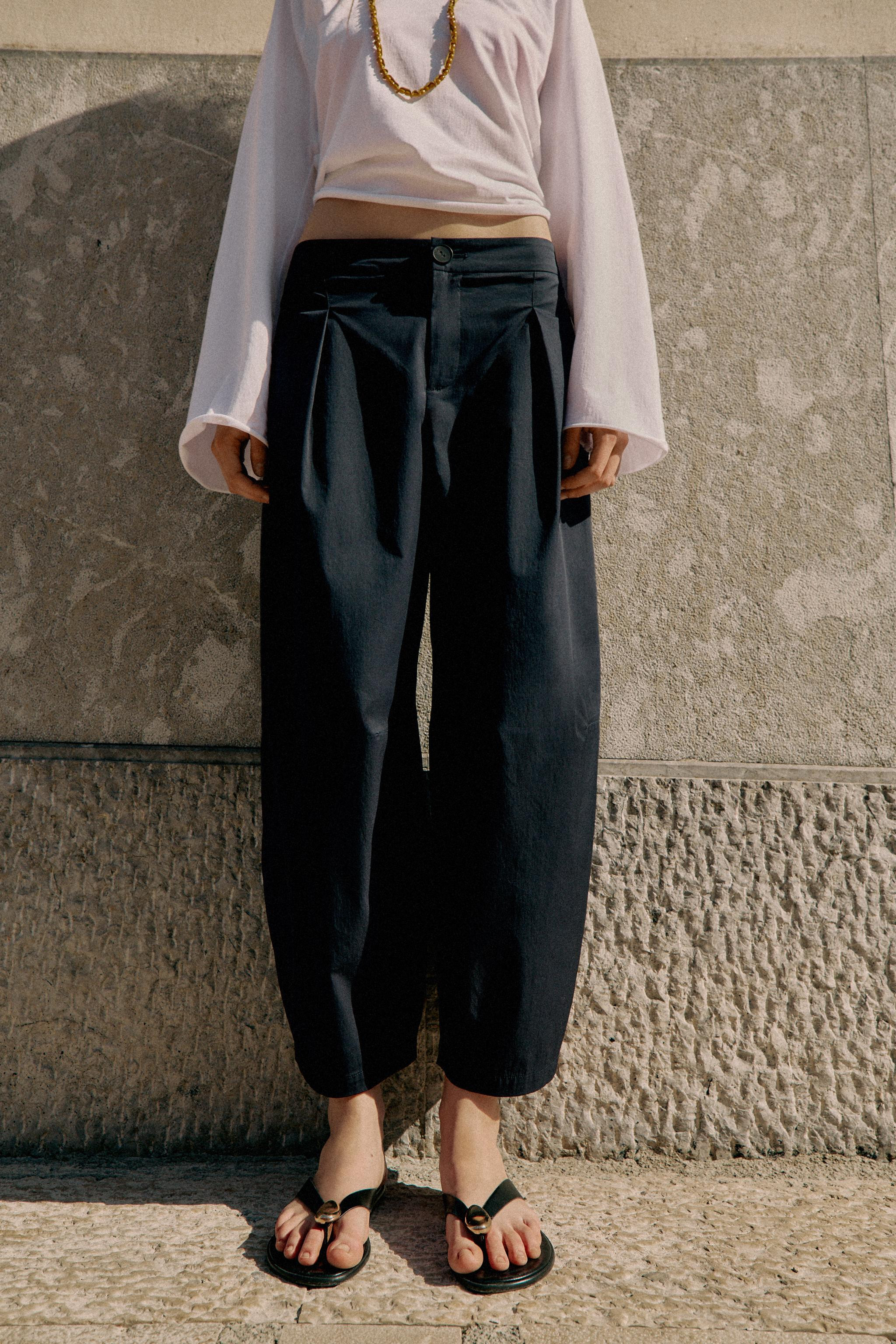 POPLIN BARREL PANTS | Zara US