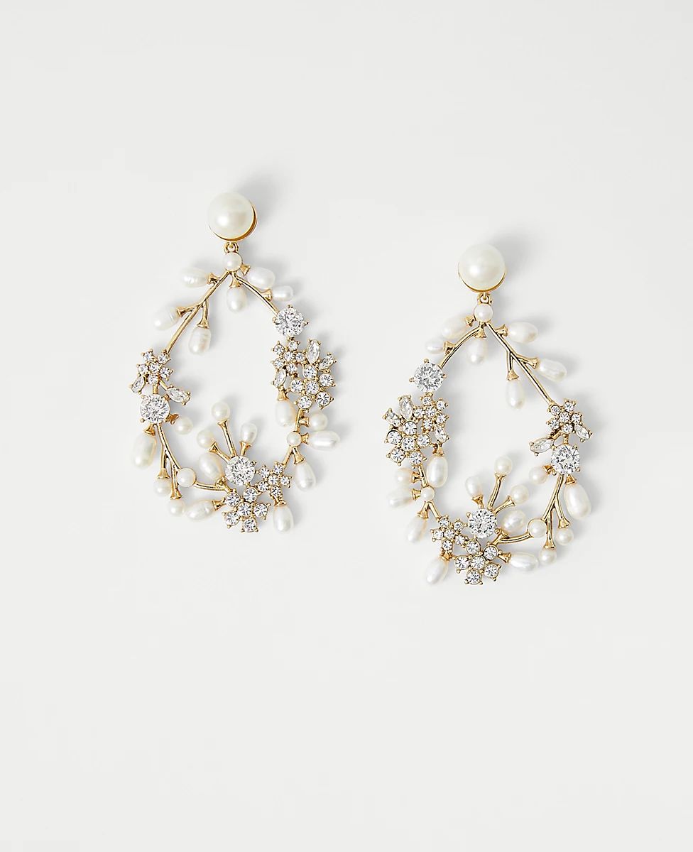 Pearlized Crystal Teardrop Earrings | Ann Taylor (US)