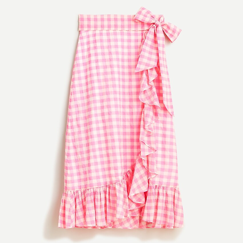 Ruffle wrap skirt in gingham | J. Crew US