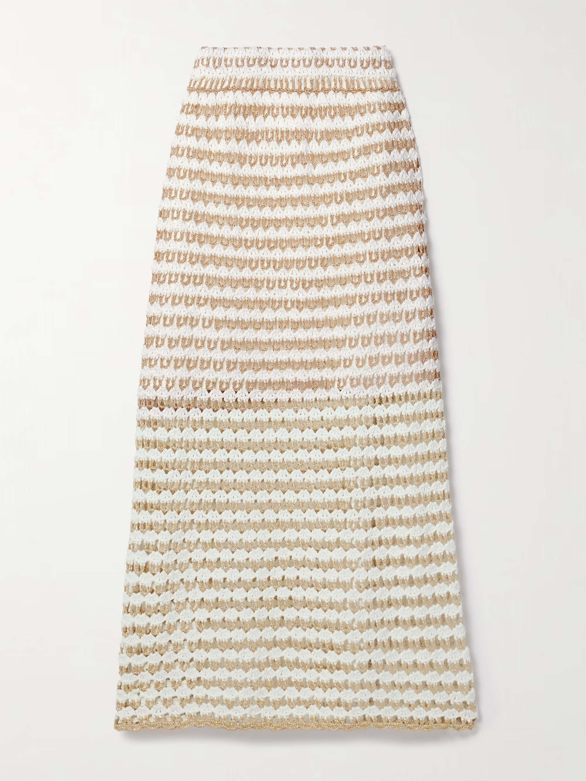 Tallow striped crocheted cotton-blend midi skirt | NET-A-PORTER (US)