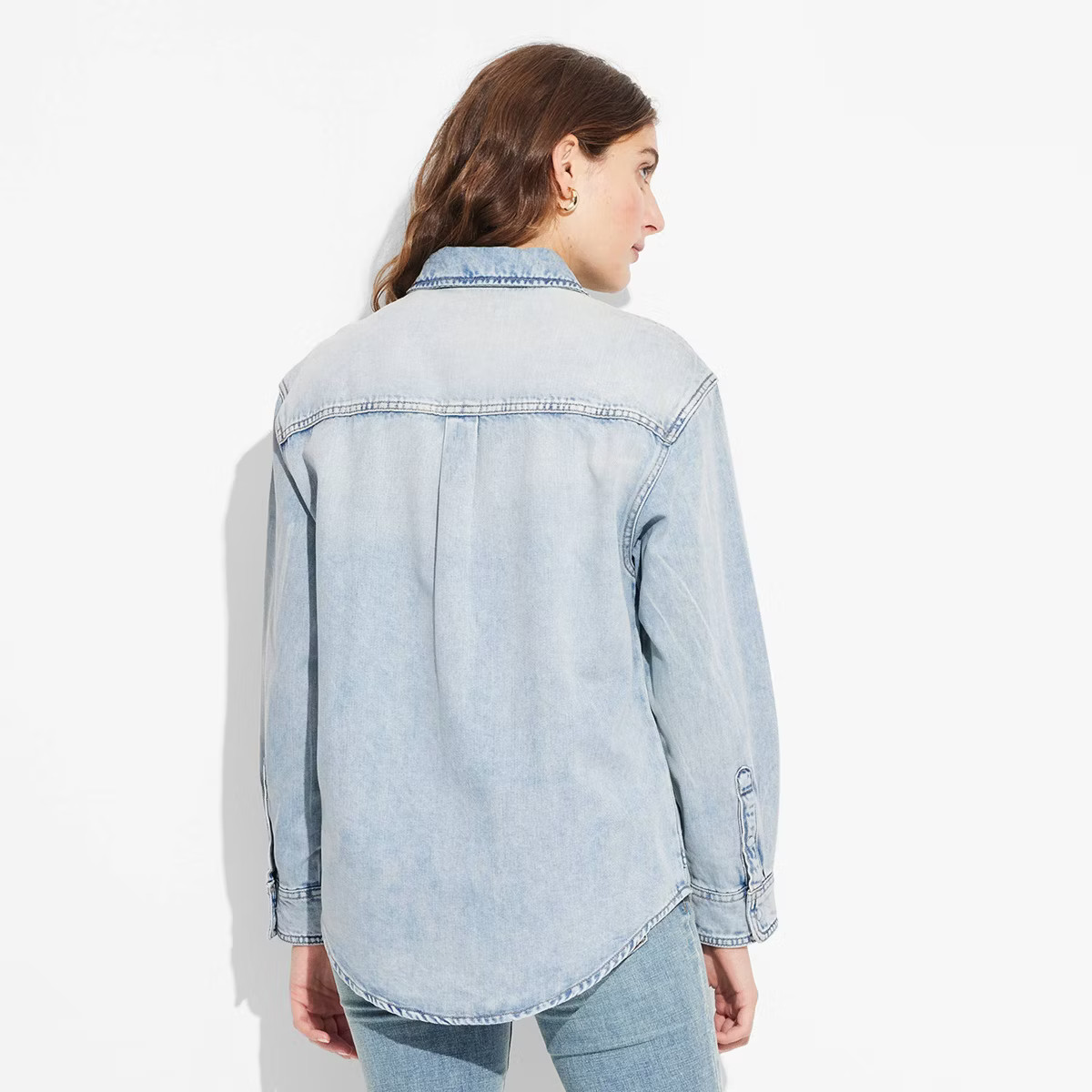 Women's Long Sleeve Oversized Denim Western Shirt - Wild Fable™ | Target